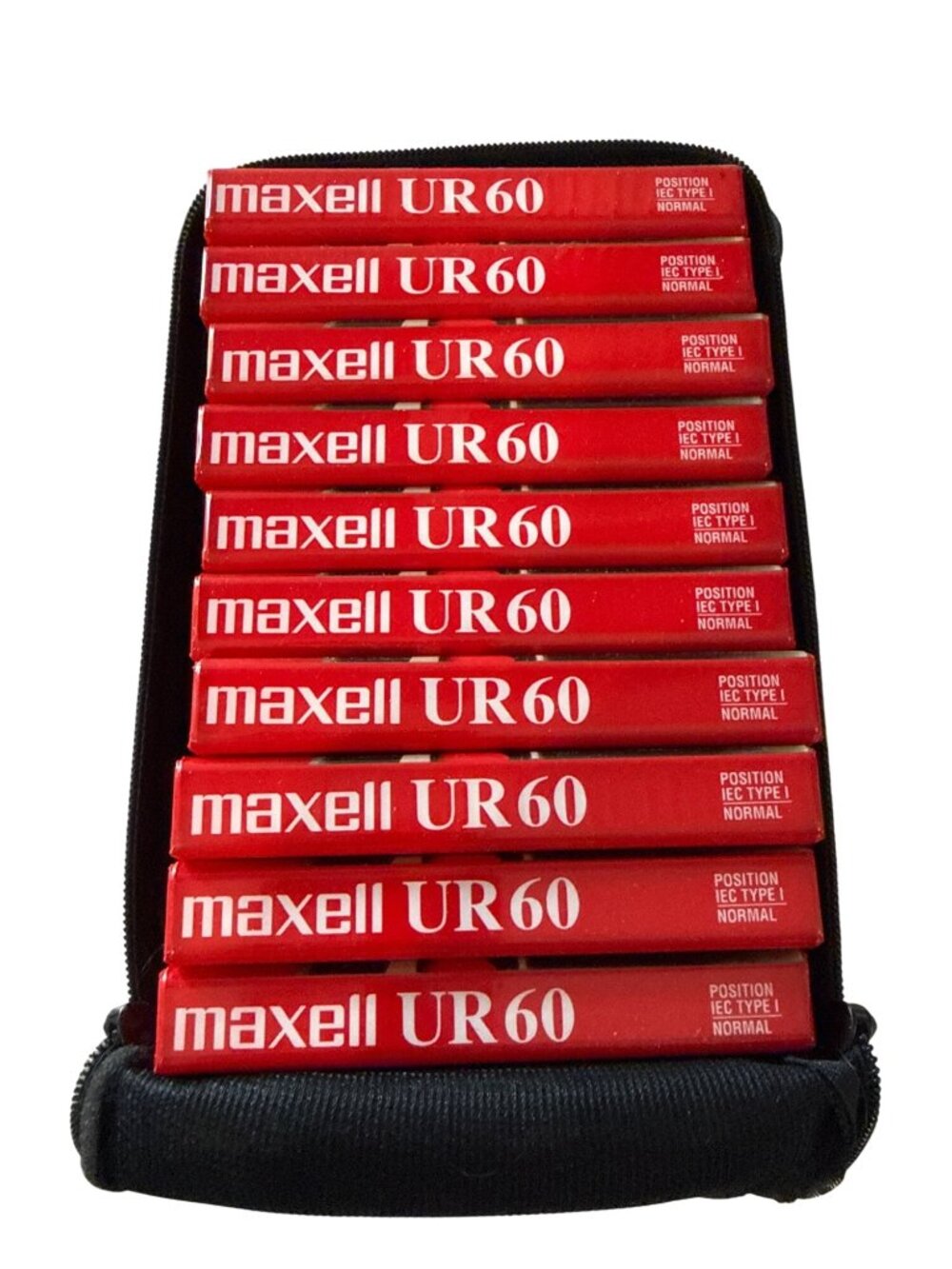 Maxell UR 60 Blank Audio Cassette Tapes Set Of 10 Sealed With Black Carry Case
